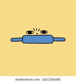 hand drawn cute rolling pin cartoon illustration