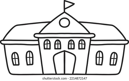 Hand Drawn cute school building illustration isolated on background