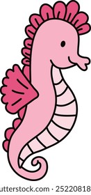 Hand drawn cute seahorse, Marine life animals. for kids. Isolated vector illustration.