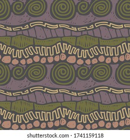 Hand drawn cute seamless pattern, colourful vector background. Trendy inca wallpaper design. Primitive rural template for textile print.