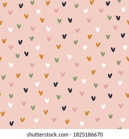 Hand drawn cute seamless pattern on a pink background. Perfect for kids textile or manufacturing, wallpapers, print, gift wrap and scrapbooking.