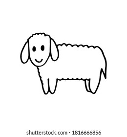 Hand drawn cute Sheep isolated on white background