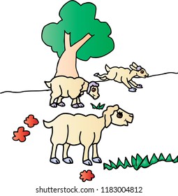 Hand drawn cute sheep vector