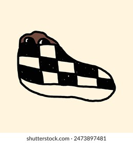 hand drawn cute shoes checkerboard character illustration