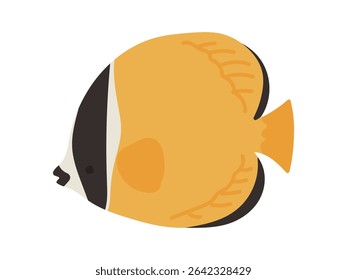 Hand drawn cute simple butterfly fish illustration