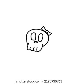 Hand drawn Cute skull icon, simple doodle icon