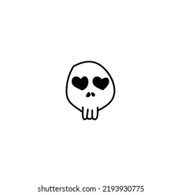 Hand drawn Cute skull icon, simple doodle icon
