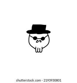 Hand drawn Cute skull icon, simple doodle icon