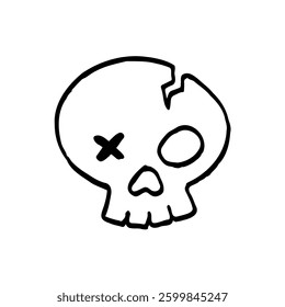Hand drawn cute skull illustration design