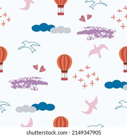 Hand drawn cute sky background seamless pattern vector illustration for  fashion fabric wallpaper wrapping  and print design