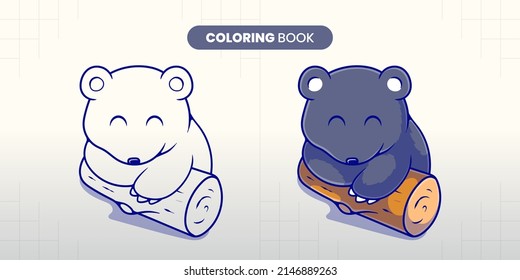 hand drawn cute sleeping sloth bear illustration coloring book for children to fill in