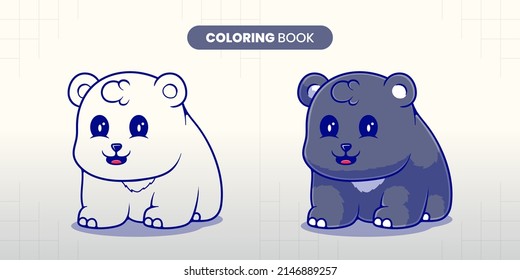 hand drawn cute sloth bear illustration coloring book for children to fill in