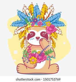 hand drawn cute sloth, greeting card, invitation vector illustration