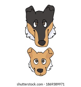 Hand drawn cute smooth collie breed dog seamless vector pattern. Purebred pedigree dog domestic dog on paw background. Dog lover toy spaniel pet all over print. Kennel pooch. EPS 10. 