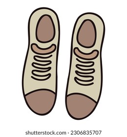 Hand Drawn cute sneakers in doodle style isolated on background
