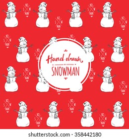 Hand drawn cute snowman pattern