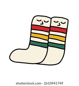 hand drawn cute sock y2k cartoon illustration
