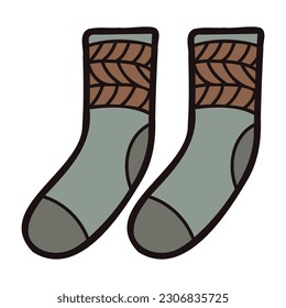Hand Drawn cute socks in doodle style isolated on background