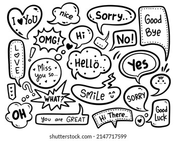 Hand drawn cute speech bubble doodle vector illustration