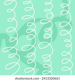 Hand drawn cute squiggle grid. doodle green, pale, white wavy pattern with scribbles. Doodle square background with texture. Line art freehand grid vector outline grunge print.