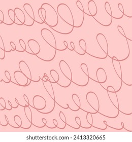 Hand drawn cute squiggle grid. doodle pink, red wavy pattern with scribbles. Doodle square background with texture. Line art freehand grid vector outline grunge print.