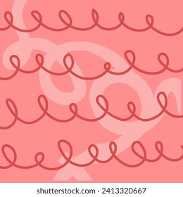 Handgezeichnetes, süßes Gitter. doodle rosa, rotes, blasses gewelltes Muster mit Kritschen. Doodle, quadratischer Hintergrund mit Textur. Linienkunst Freehand Gitter Vektorgrafik Grunge Druck.