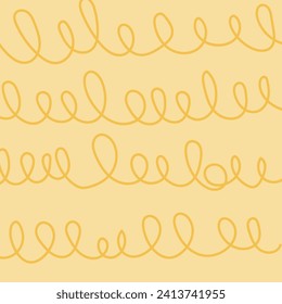 Hand drawn cute squiggle grid. doodle yellow, golden, pale, beige wavy pattern with scribbles. Doodle square background with texture. Line art freehand grid vector outline grunge print.
