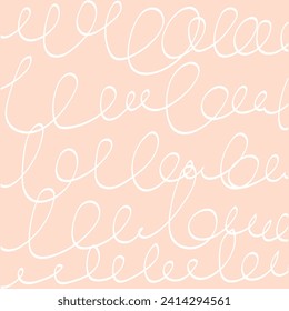Mano dibujó una linda red de risitas. DOodle beige, rosa, blanco, pálido y ondulado con garabatos. Fondo cuadrado Doodle con textura. Impresión de grunge vectorial de rejilla de dibujo de línea de mano libre.