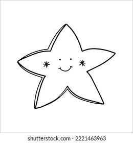 Hand drawn cute star. Doodle vector illustration