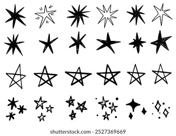 Desenhado à mão bonito estrela doodle estrelas scrapbook texto sublinhado, ilustração cômica em esboço estilo grunge