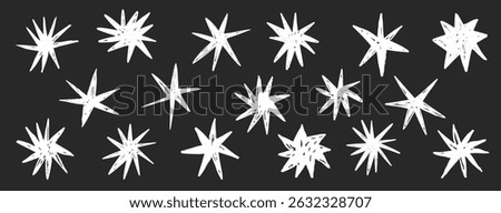 Hand drawn cute star doodle stars scrapbook underline text, comic illustration in sketch grunge style. Chalk crayon yellow bright stroke smear vector illustration