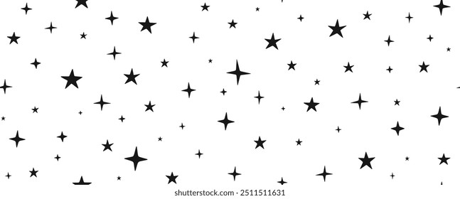 Estrela bonito desenhado à mão sem costura padrão. Plano de fundo do padrão de estrelas vetoriais. 