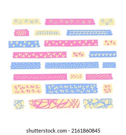 Hand drawn cute sticky tape. Vector. 