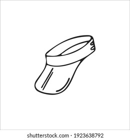Hand drawn cute summer cap, single elemental. Graphic drawing, sketch, contour drawing on white. Vector illustration