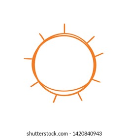 Hand drawn cute sun. Doodle style yellow sunlight element. Object isolated on white background - Vector