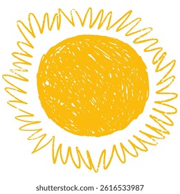 Hand getrokken schattige zon geïsoleerd op witte achtergrond. Leuk natuur zomer element. Zon, warmte-icoon met stralen