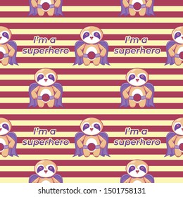 hand drawn cute superhero sloth for kids