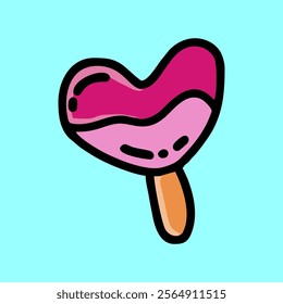 Hand drawn Cute Sweat Heart Ice Cream
