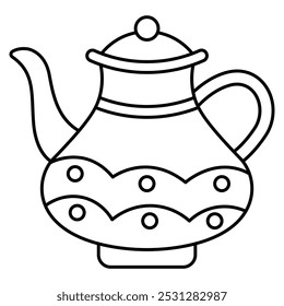 Hand Drawn Cute Teapot Coloring Book Vector Illustration. Bold and Easy Coloring Page for Adults and Kids. Coloring Sheet for Stress Relief and Relaxation