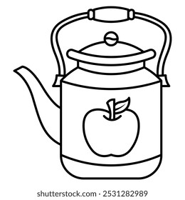 Hand Drawn Cute Teapot Coloring Book Vector Illustration. Bold and Easy Coloring Page for Adults and Kids. Coloring Sheet for Stress Relief and Relaxation