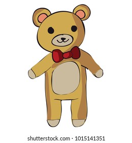 Hand drawn cute teddy bear isolated on a white background