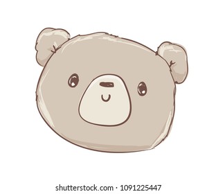 Hand Drawn Cute Teddy Bear, Vector Illustration