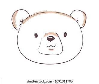 Hand Drawn Cute Teddy Bear, Vector Illustration
