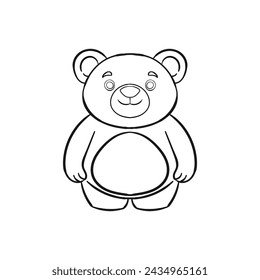 Dibujado a mano lindo oso de peluche ilustración contorno