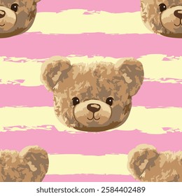 Hand Drawn Cute Teddy Bear pattern seamless, vector illustration Cute print design