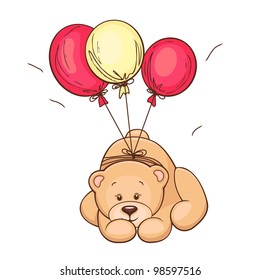 teddy bear holding balloon