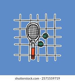 hand drawn cute tennis racket illustration