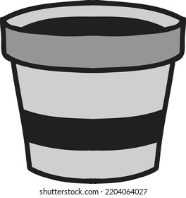 Hand Drawn cute terracotta plant pot illustration isolated on background