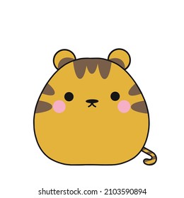 Hand drawn cute tiger cartoon character vector isolated on white background. 