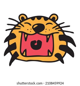 hand drawn cute tiger illustration vector EPS10